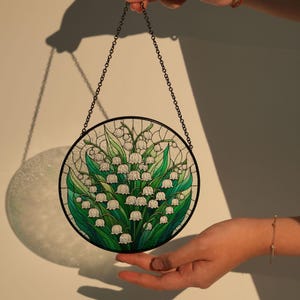 Lily of the Valley Glass Suncatcher: Floral Window Hanging