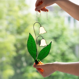 Snowdrop sun catcher, Flower suncatcher, Stain glass window hanging flowers, Door suncatcher, Window suncatcher, Suncatcher stained glass