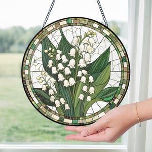 Lily of the Valley Suncatcher: Stained Glass May Birth Flower Gift