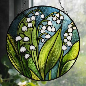 Lily of the Valley Stained Glass Suncatcher - Floral Window Ornament
