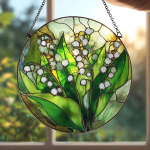 Lily of the Valley Suncatcher, Symbol of Purity & Luck | Stained Glass Art for Home, Lily of the Valley Window Decor, Christmas Decor
