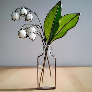 Stained Glass Lily of the Valley Suncatcher, Whimsical Garden Decor