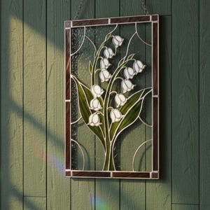 Lily of the Valley Stained Glass Suncatcher - Spring Floral Wall Decor - Mothers Day Gift - May Birth Flower Art