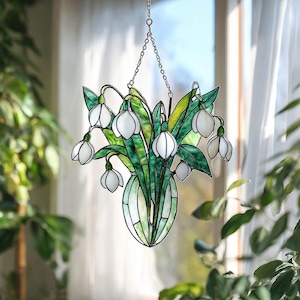 Snowdrop Bouquet Flowers Window Hanging, Gifts for Mom NOT GLASS Art, Handmade Sun Catcher Decor